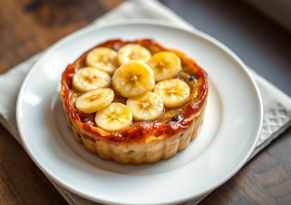 Tarte tatin met banaan, AI-gegenereerde illustratie