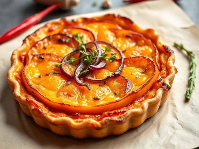 Tarte tatin met pompoen — AI-gegenereerde illustratie