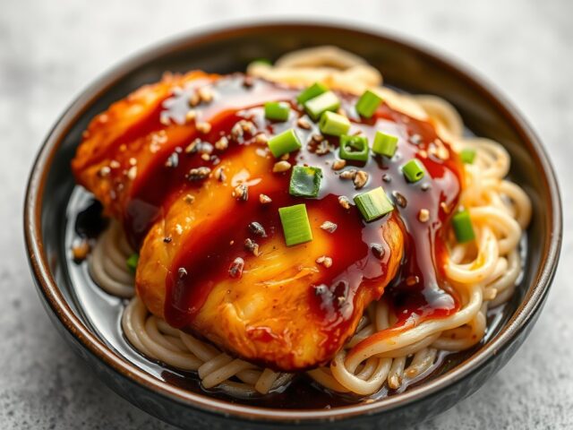 Teriyaki met gemarineerde kipfilet — AI-gegenereerde illustratie