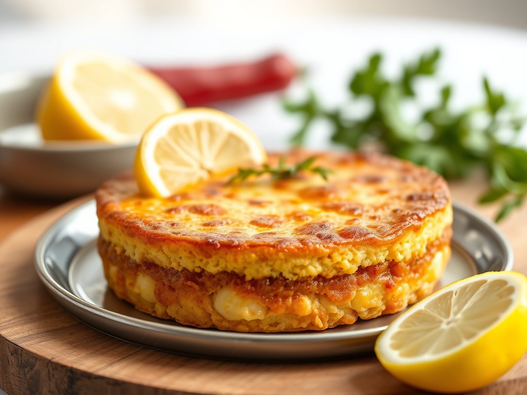 Terrine van peperkoek met peer, AI-gegenereerde illustratie