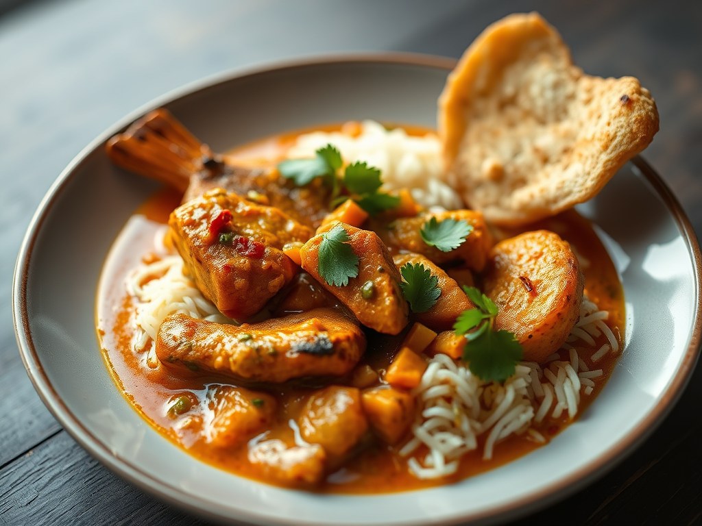 Thaïse viscurry (pittig), AI-gegenereerde illustratie