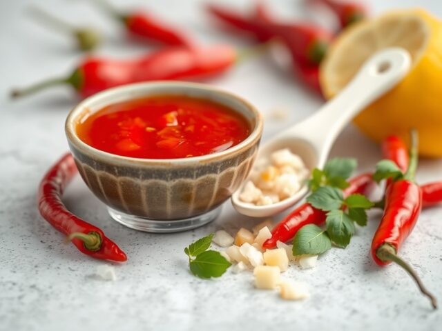 Thaise chili saus — AI-gegenereerde illustratie
