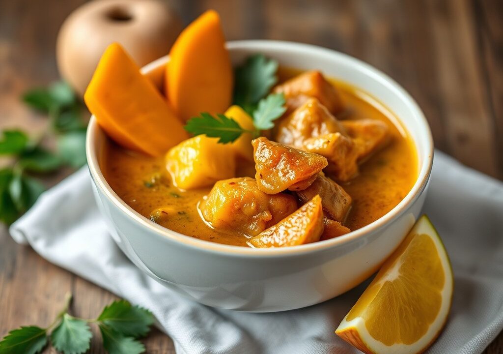 Thaise Curry met Varkensvlees en Ananas, AI-gegenereerde illustratie