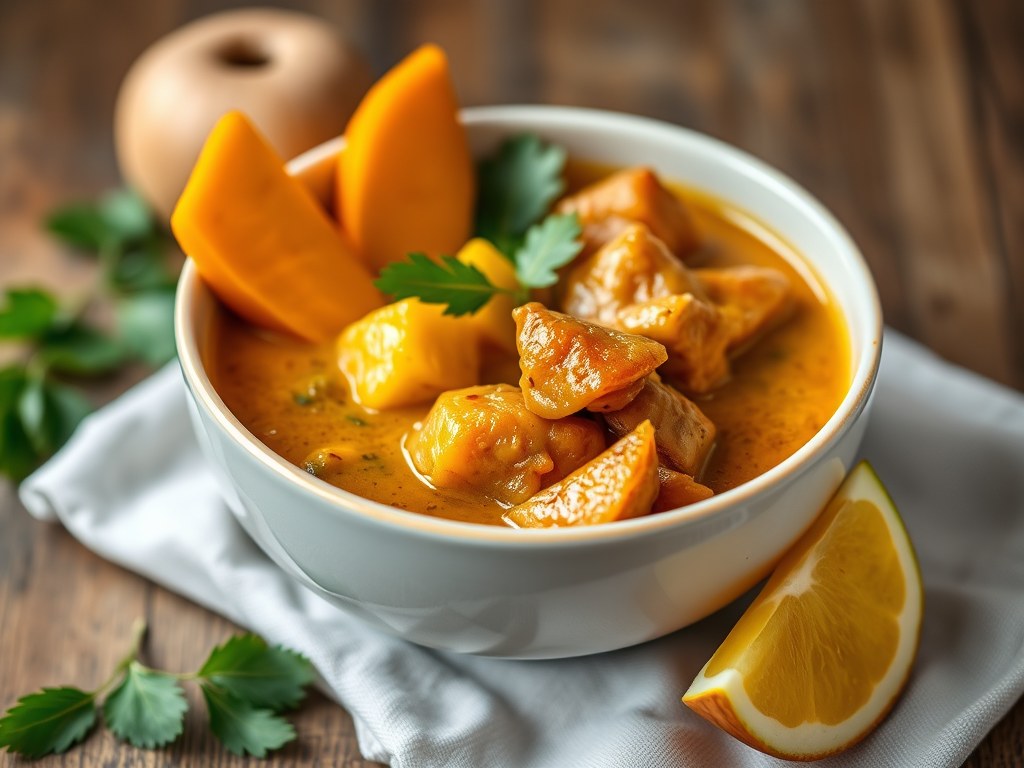 Thaise Curry met Varkensvlees en Ananas, AI-gegenereerde illustratie