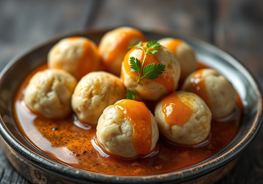 Thaise Eierballen met Saus — AI-gegenereerde illustratie