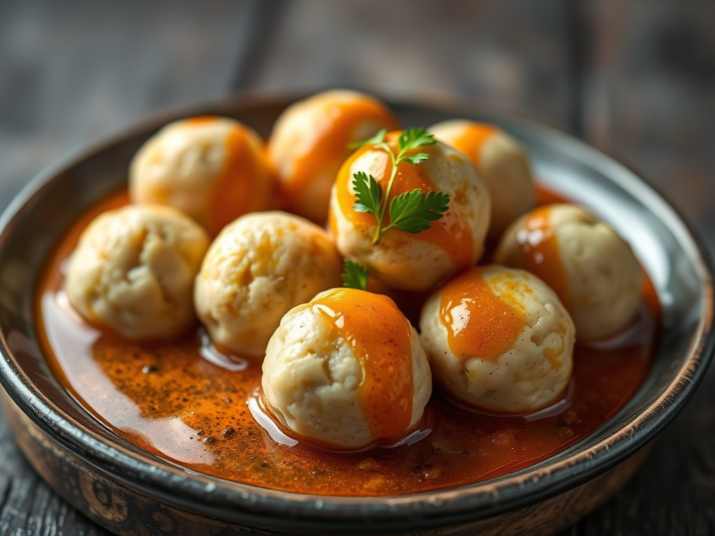 Thaise Eierballen met Saus, AI-gegenereerde illustratie