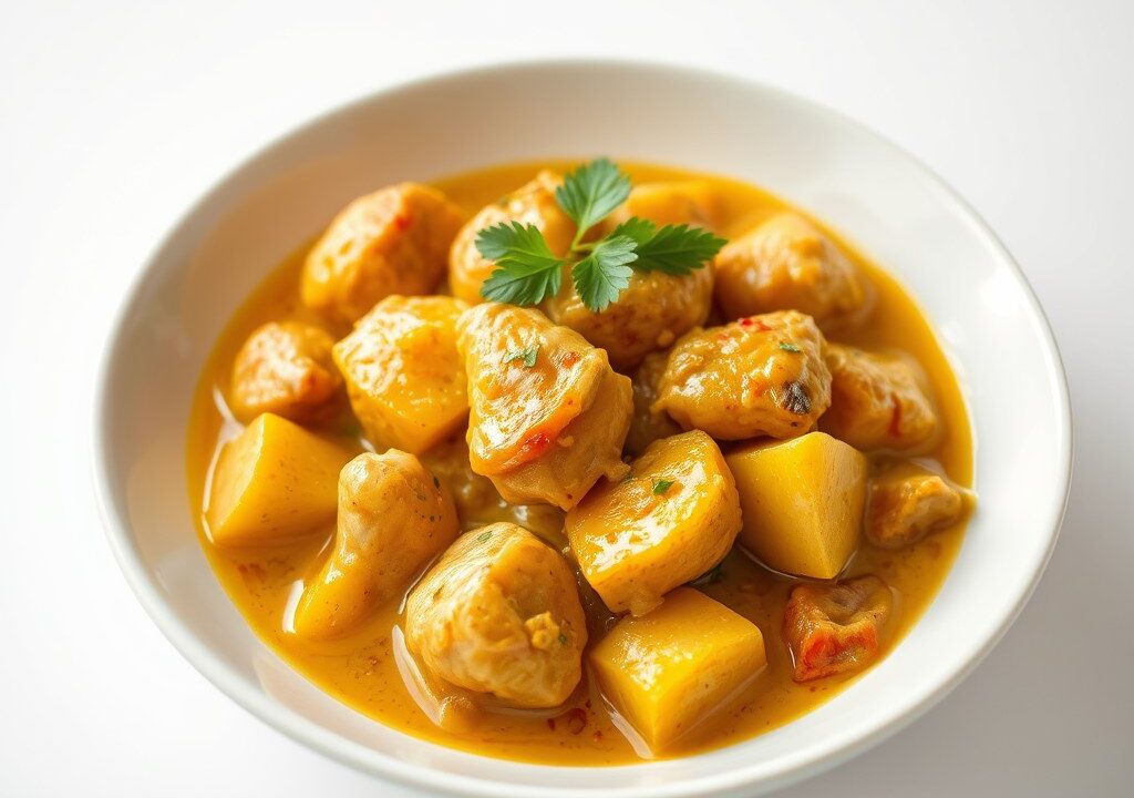 Thaise gele curry met kip, AI-gegenereerde illustratie