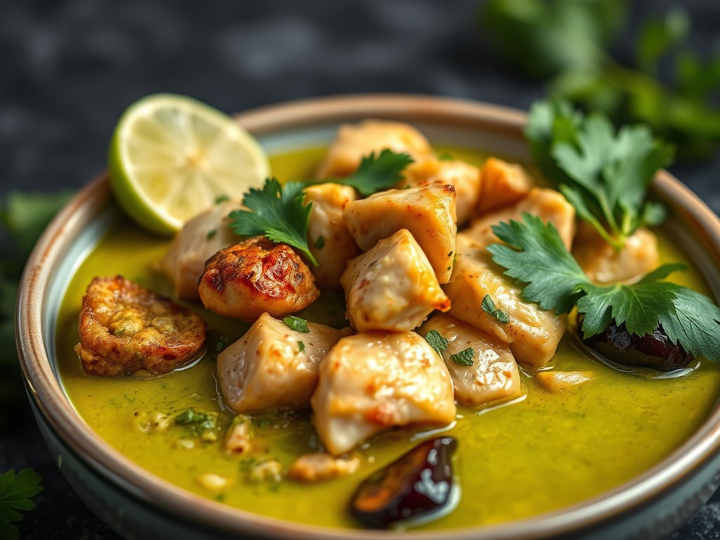 Thaise groene curry, AI-gegenereerde illustratie