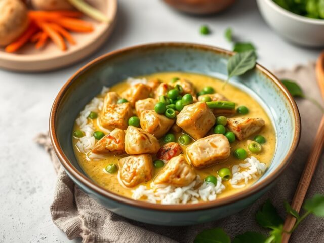Thaise groene curry met kip — AI-gegenereerde illustratie