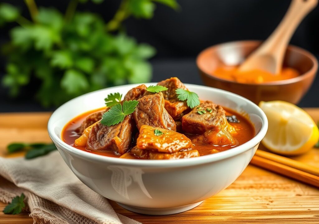 Thaise penang curry met rundvlees — AI-gegenereerde illustratie