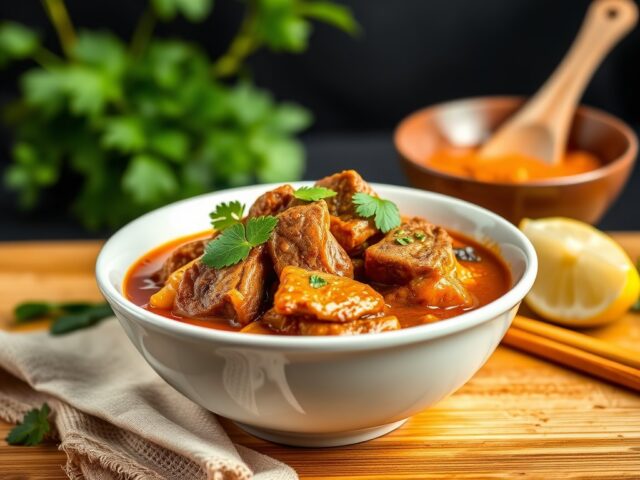 Thaise penang curry met rundvlees — AI-gegenereerde illustratie