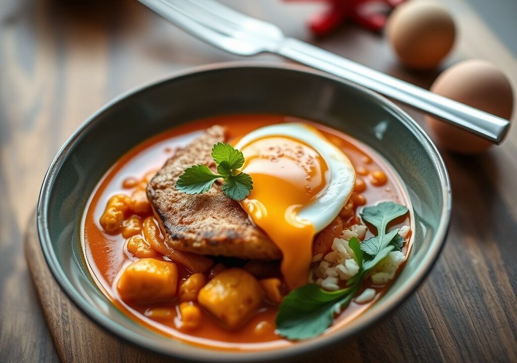 Thaise Rode curry met panga filet — AI-gegenereerde illustratie
