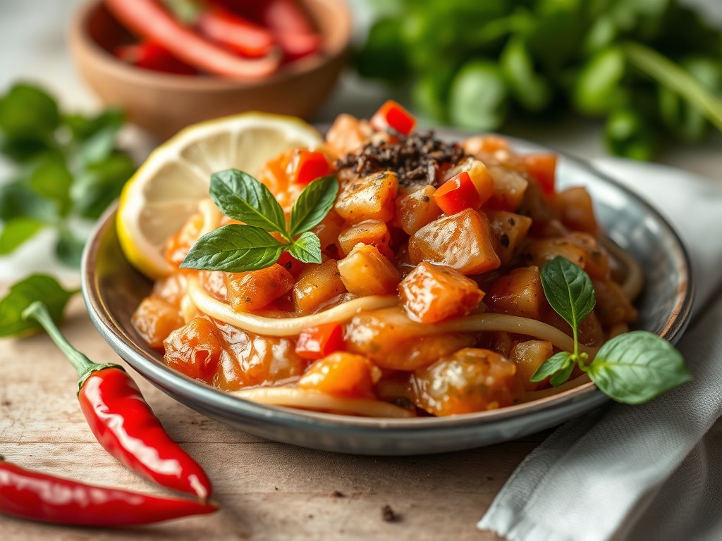 Thaise rosbiefsalade, AI-gegenereerde illustratie