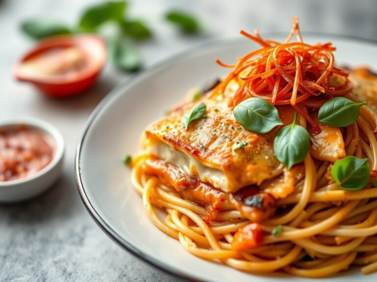 Thaise vislasagna — AI-gegenereerde illustratie