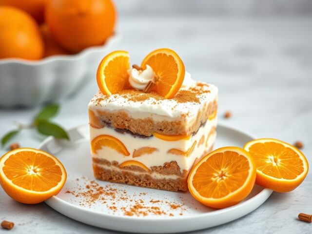 Tiramisu met clementines en speculoos — AI-gegenereerde illustratie