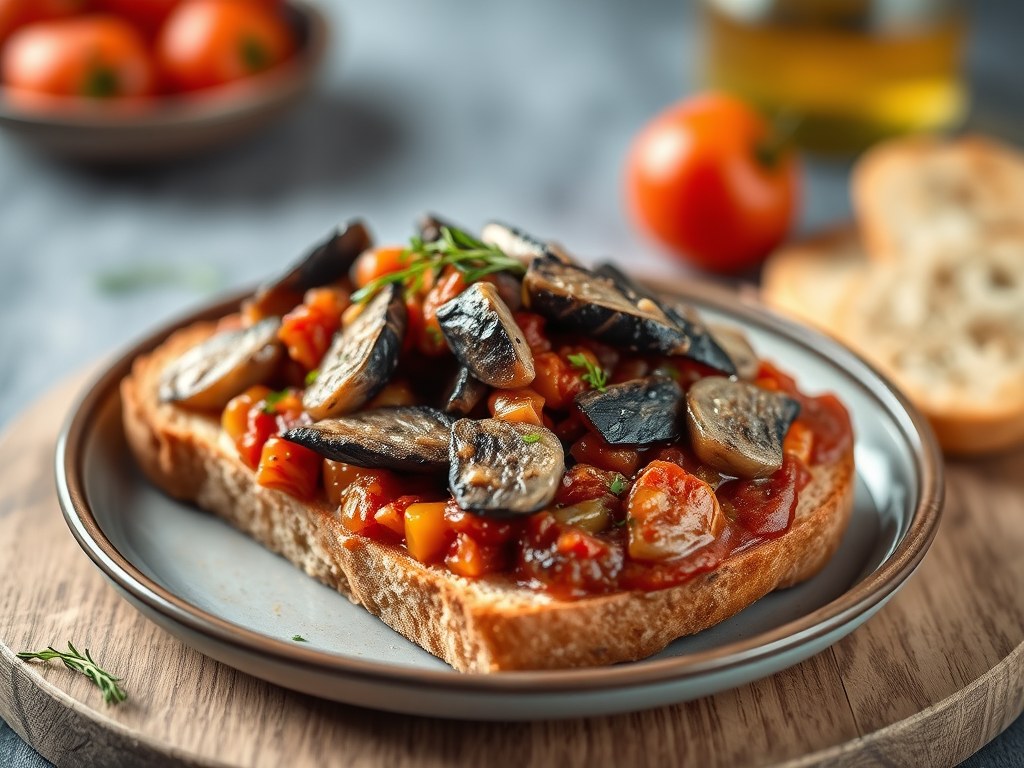 Toast met ragout en/of sardines, AI-gegenereerde illustratie