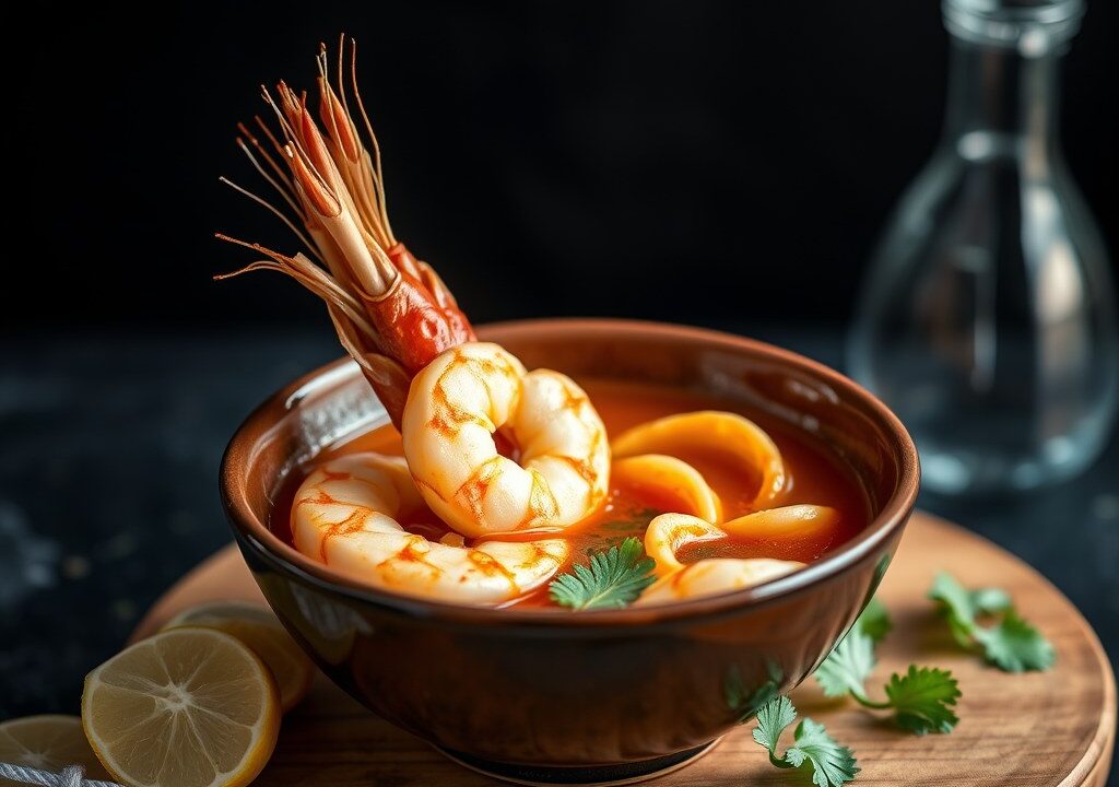 Tom Yam soep met garnalen — AI-gegenereerde illustratie