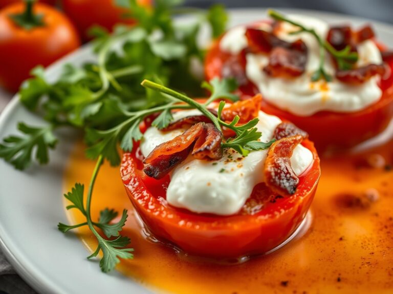 Tomaten gevuld met ricotta — AI-gegenereerde illustratie