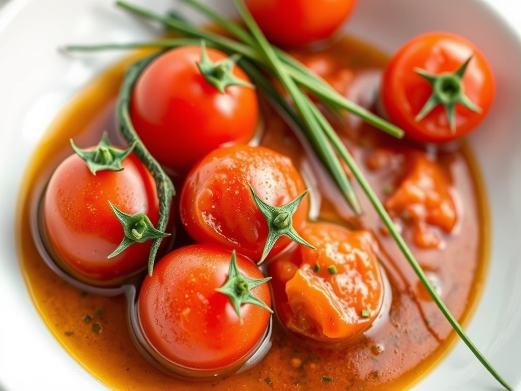 Tomaten in zuur, AI-gegenereerde illustratie