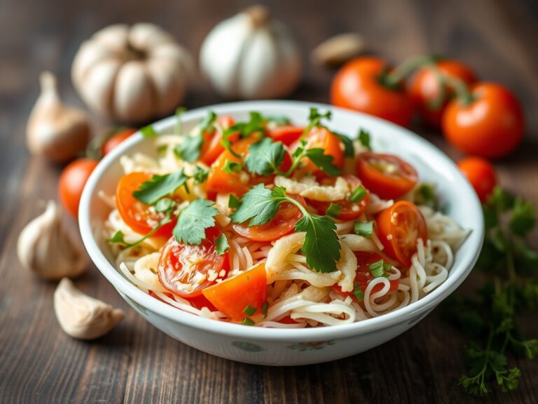 Tomaten-Perzik Salade — AI-gegenereerde illustratie