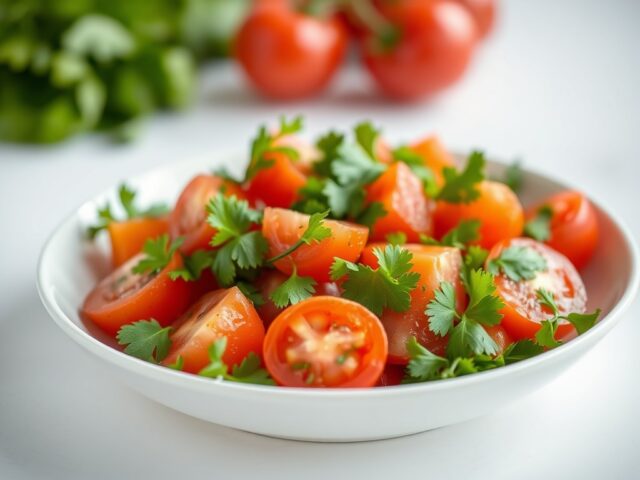Tomatensalade met koriander — AI-gegenereerde illustratie