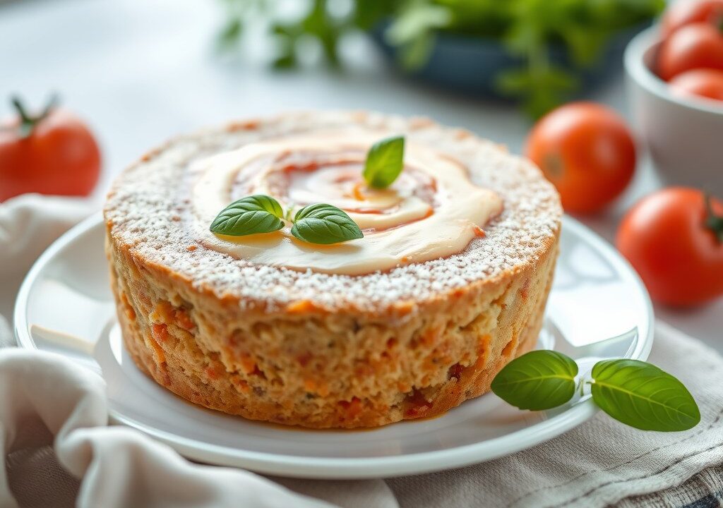 Tomatensoep-cake, AI-gegenereerde illustratie