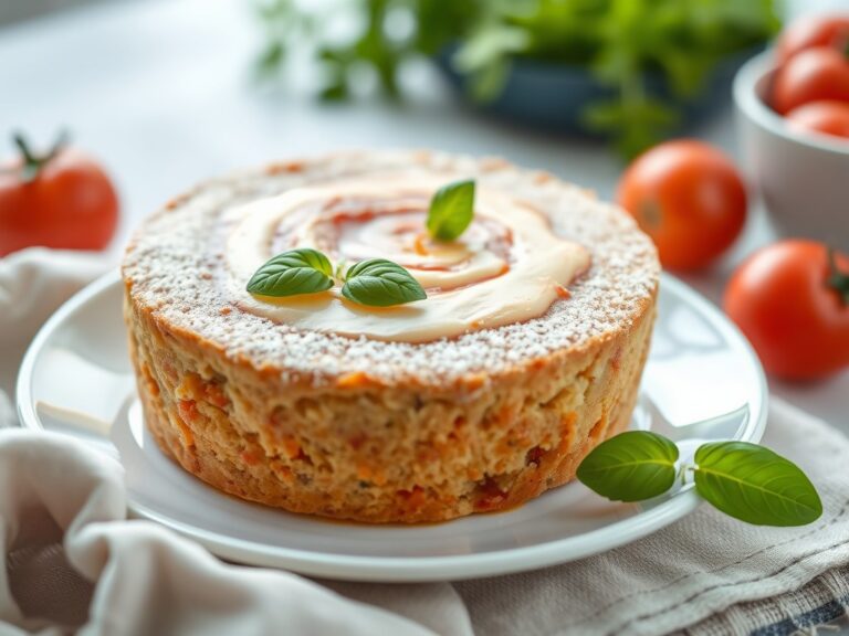 Tomatensoep-cake — AI-gegenereerde illustratie