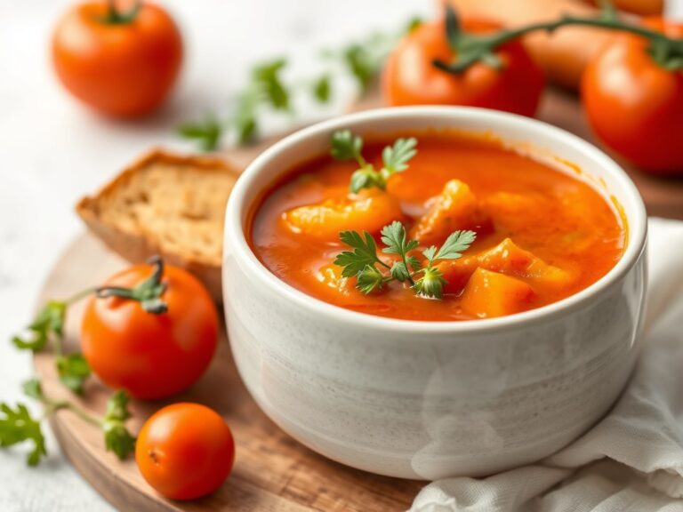 Tomatensoep met balletjes — AI-gegenereerde illustratie