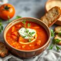 Tomatensoep met geitenkaascrostini