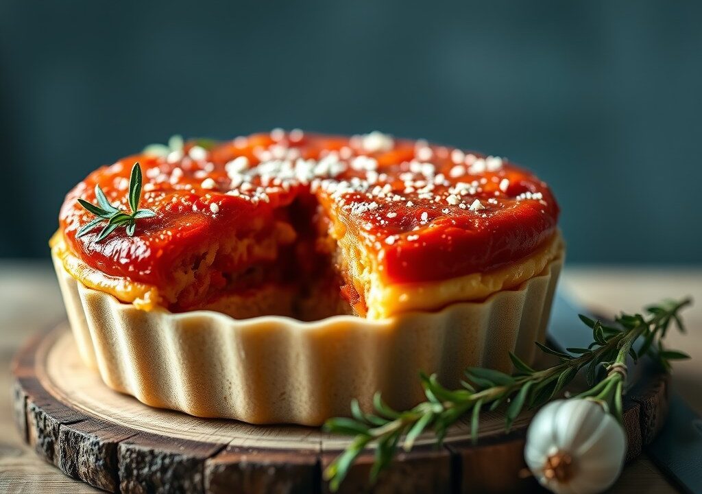 Tomatentaart omgekeerd, AI-gegenereerde illustratie