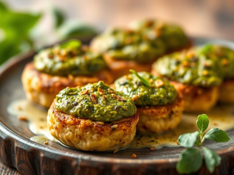 Tompoes van zeebarbeel met pesto — AI-gegenereerde illustratie