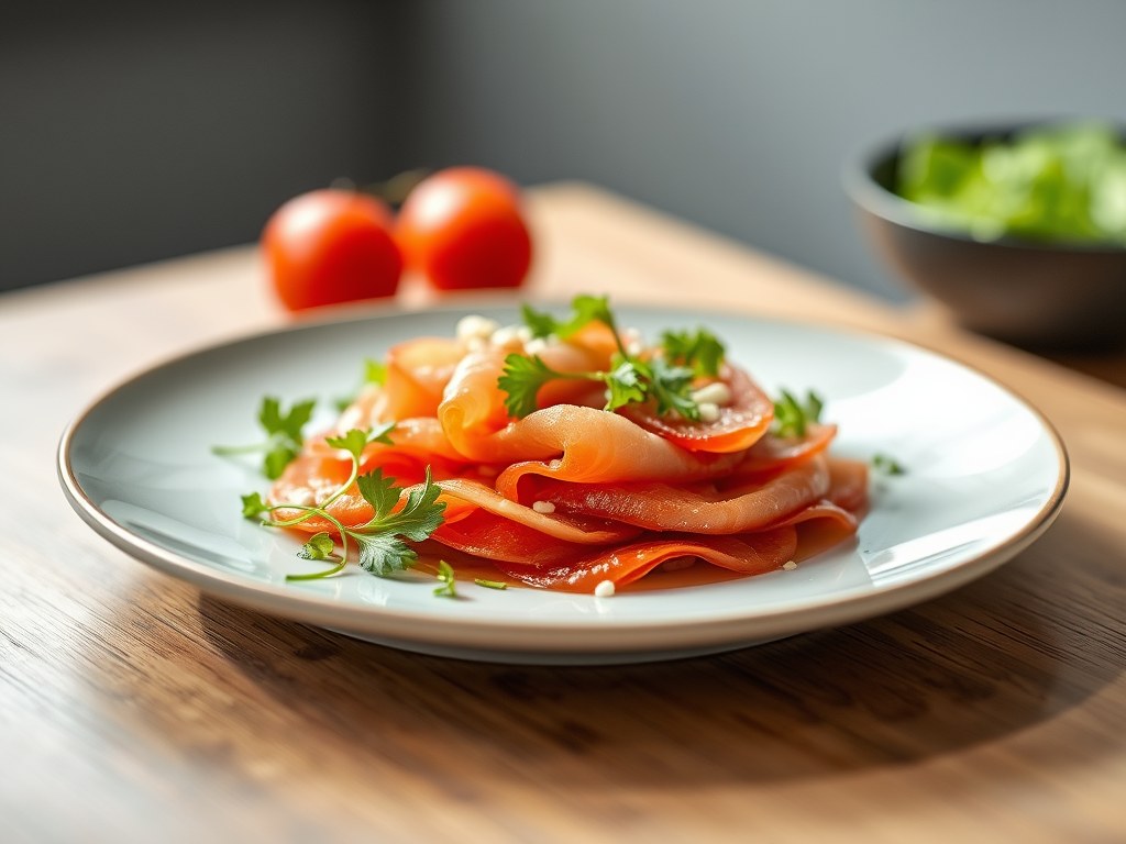 Tonijncarpaccio, AI-gegenereerde illustratie
