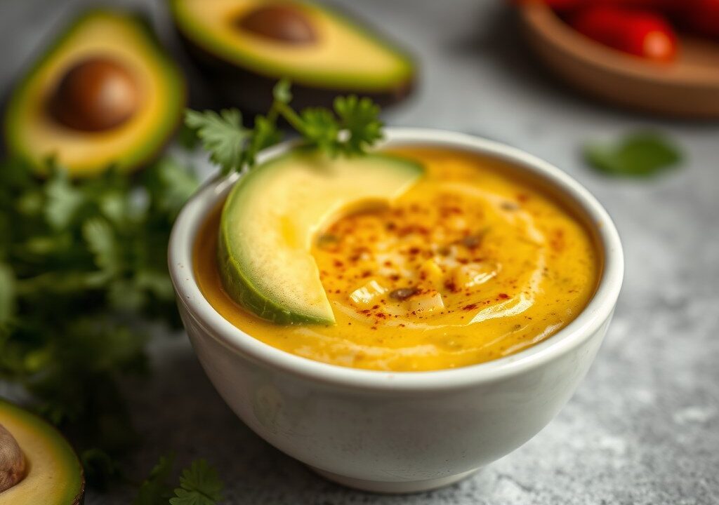 Tortilla maaltijdsoep met avocado — AI-gegenereerde illustratie