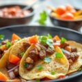 Tortilla’s met rundvlees, paprika en ananas