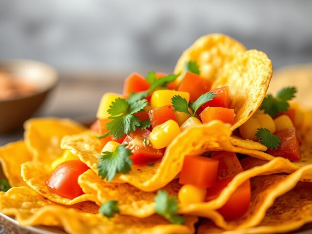 Tortillachips met Mais-Tomaten-Salsa — AI-gegenereerde illustratie