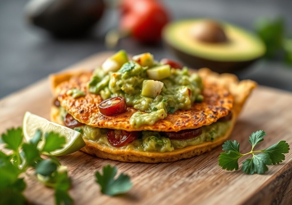 Tortillataart met guacamole, AI-gegenereerde illustratie