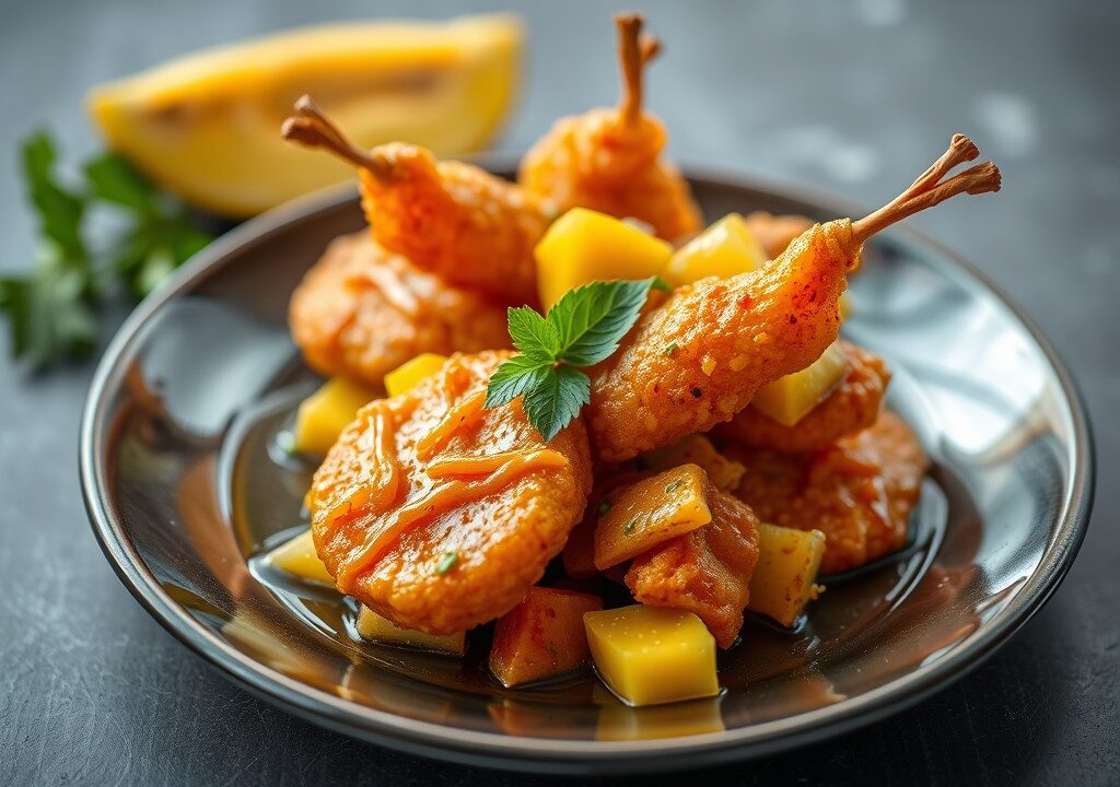 Tulang Goreng Mangga (Gebakken Bot met Mango), AI-gegenereerde illustratie