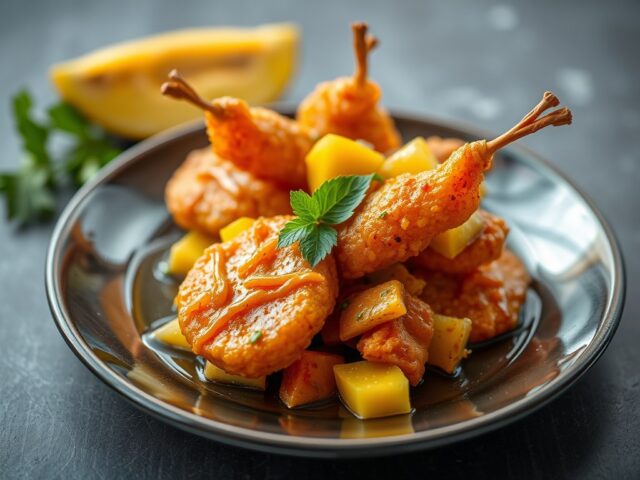 Tulang Goreng Mangga (Gebakken Bot met Mango) — AI-gegenereerde illustratie