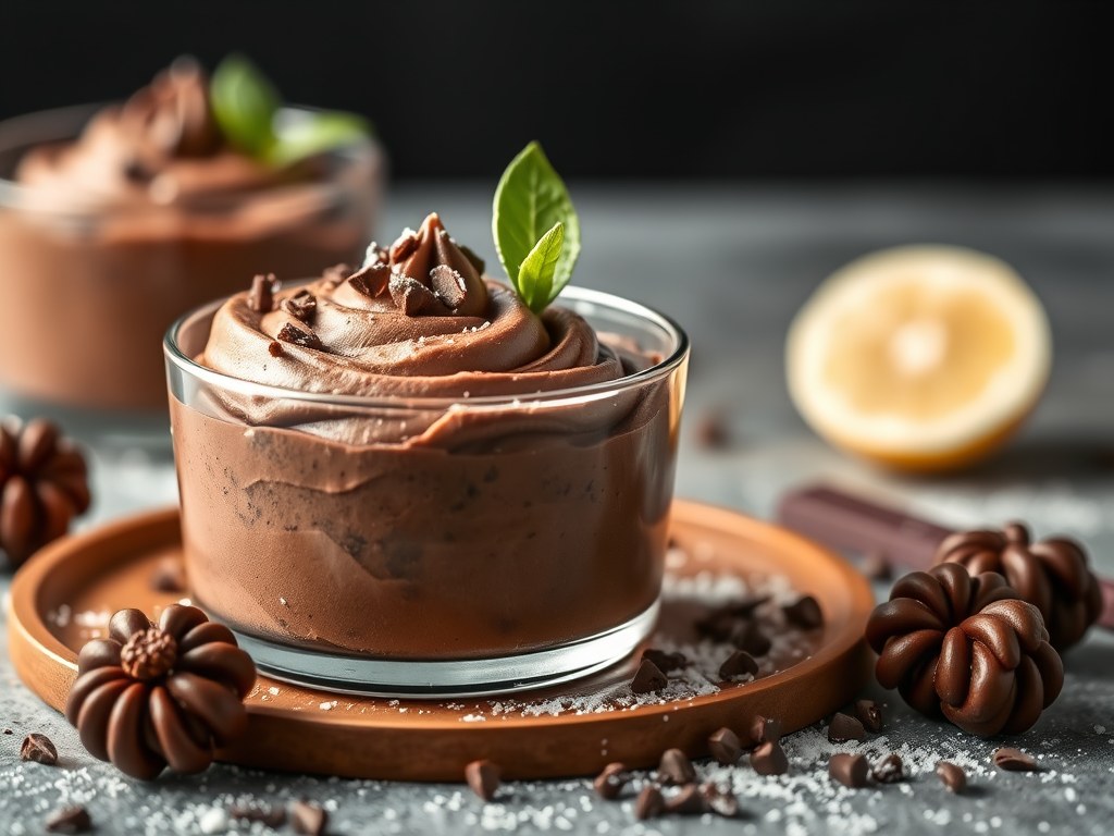 Vanille chocolademousse, AI-gegenereerde illustratie