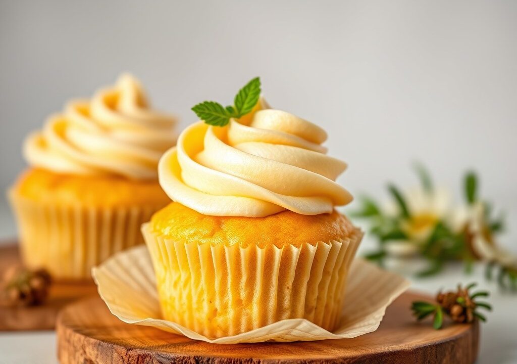 Vanillecupcake – vanilleglazuur — AI-gegenereerde illustratie