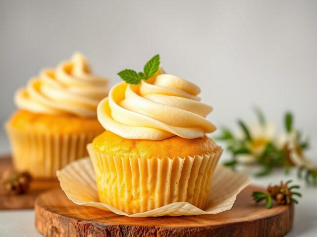 Vanillecupcake – vanilleglazuur — AI-gegenereerde illustratie