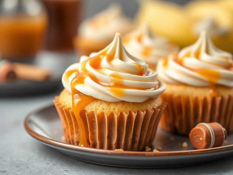 Vanillecupcakes met karamelglazuur van gezouten boter — AI-gegenereerde illustratie