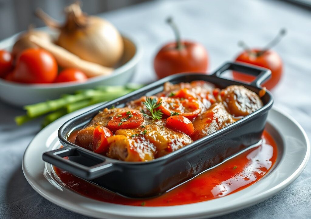 Varkensfilet Ovenschotel, AI-gegenereerde illustratie