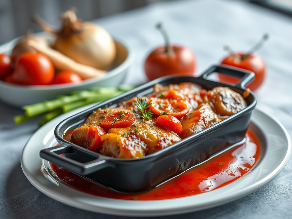Varkensfilet Ovenschotel, AI-gegenereerde illustratie