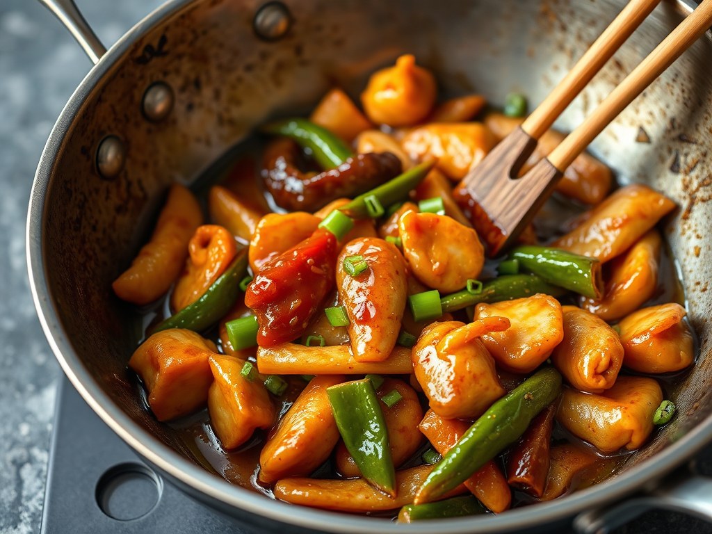 Varkenshaas met Pekingsaus, AI-gegenereerde illustratie