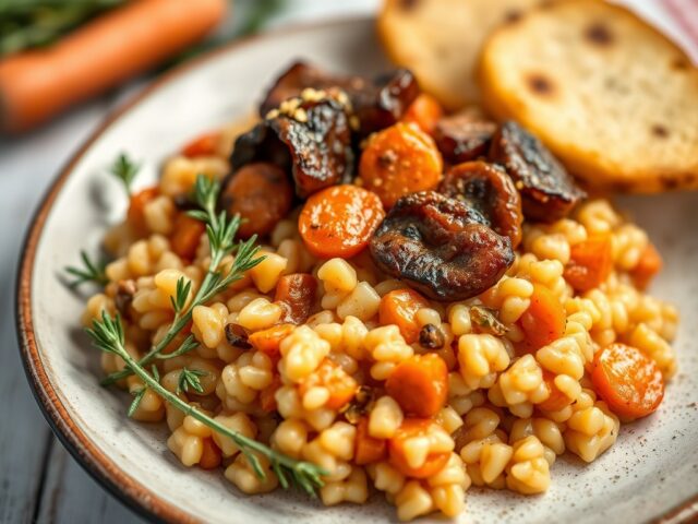 Varkenskroontje met risotto — AI-gegenereerde illustratie
