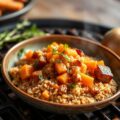Varkenskroontje op de barbecue met bulgur