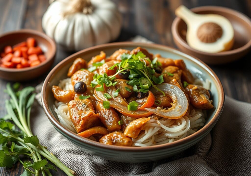 Varkensstoof op Vietnamese Wijze., AI-gegenereerde illustratie