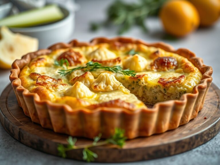 Vegetarische bloemkoolquiche — AI-gegenereerde illustratie