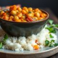 Vegetarische curry met kikkererwten en tuinbonen